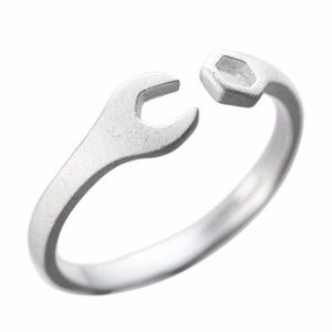 100% 925 Silver Open Adjustable Double Wrench Ring